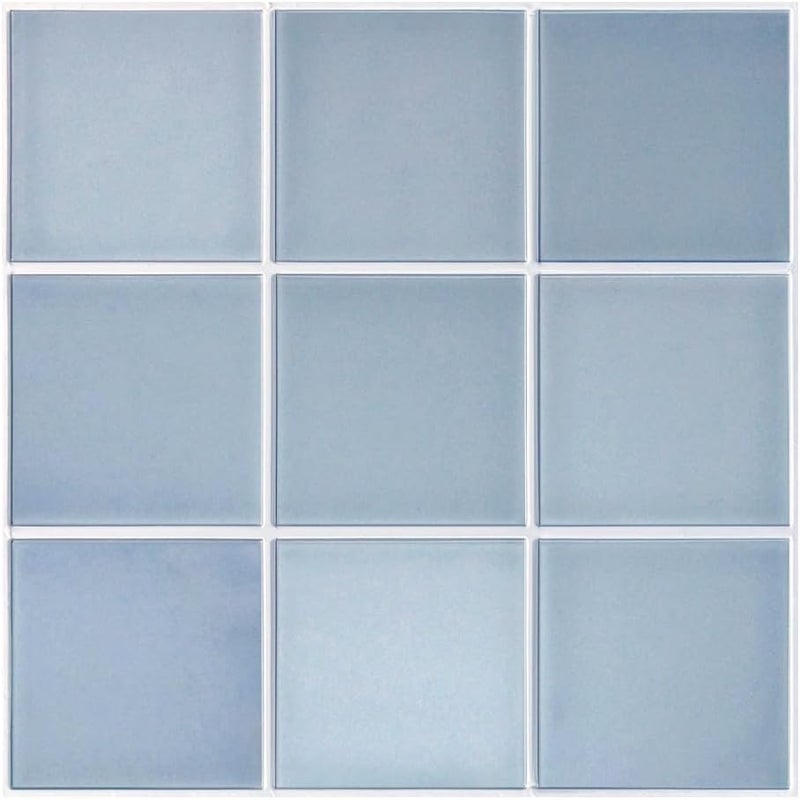 Commomy 10 Pcs Matte 3D Peel and Stick Tile 11.8"x11.8" Ultralight PVC Square Peel and Stick Backsplash for Kitchen Stick on Tiles for Bathroom,Living Room,Fireplace,Interior Wall Decor,Blue - Image 1